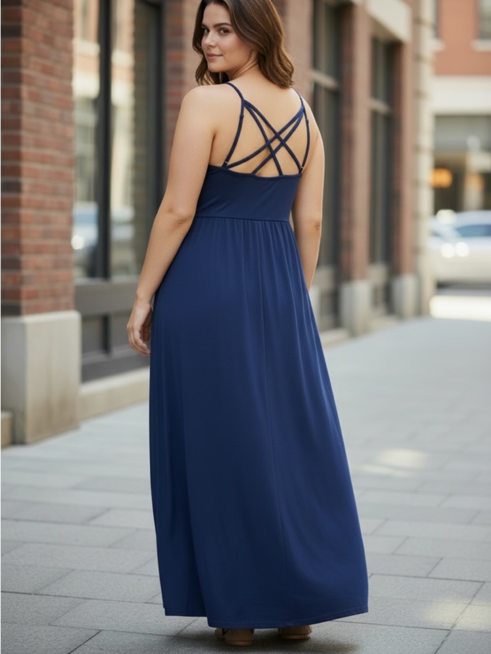 Market & Spruce Navy Spaghetti-Strap Empire Waist Maxi Dress - Picture 2 of 10